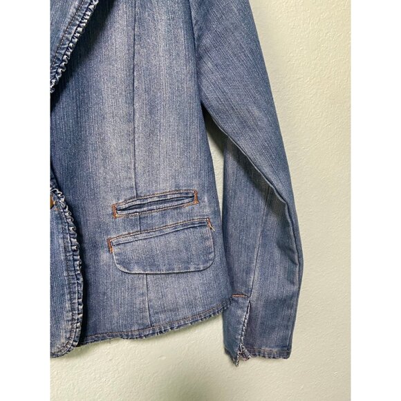 Faded Glory Women's Denim Y2K 2000s Button‎ Blazer Size 8 - Picture 5 of 10